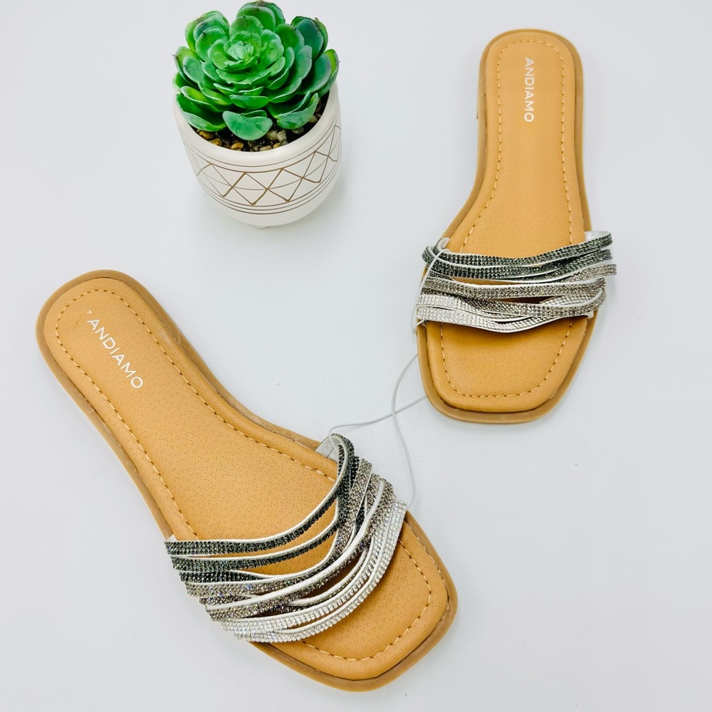 Andiamo Multi Strap Sparkle Bedazzled Embellished Asniper sandals